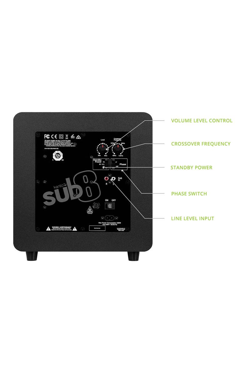 Kanto SUB8 8" Sealed Powered Subwoofer, Alternate, color, 