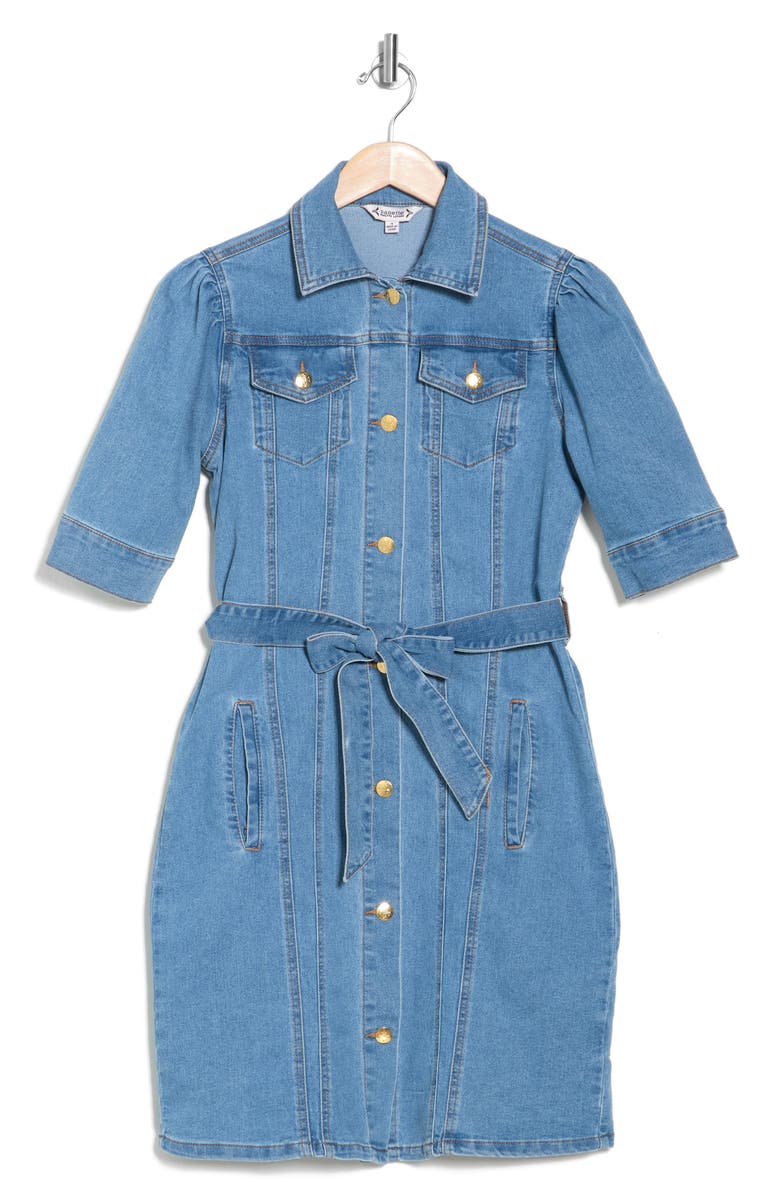 Nanette Lepore Short Sleeve Denim Shirtdress, Alternate, color,