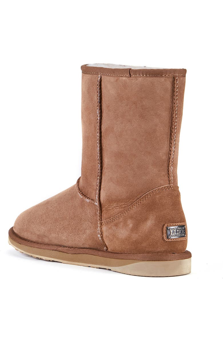 Australia Luxe Collective Suede Genuine Shearling Lined Cosy Short Boot, Alternate, color, Chestnut