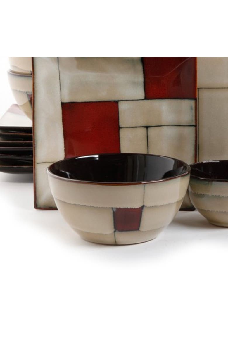 Azeal 16 Piece Double Bowl Dinnerware Set, Alternate, color, Beige