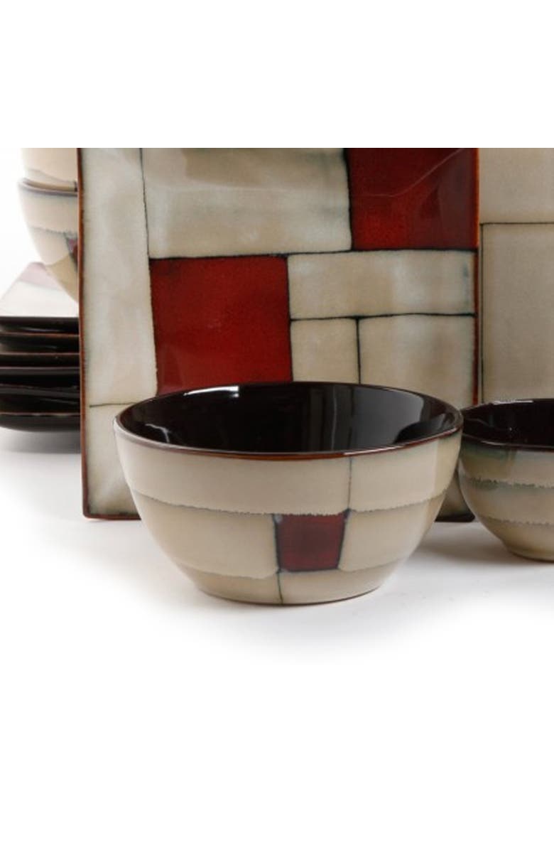 Gibson Azeal 16 Piece Double Bowl Dinnerware Set, Alternate, color, Beige