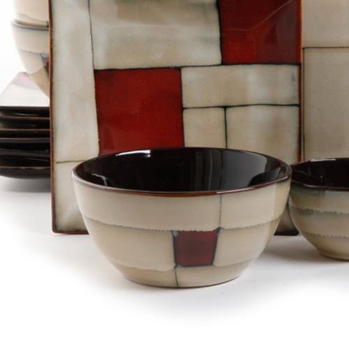 Gibson Elite Azeal 16-pc. Double Bowl Dinnerware Set In Multi