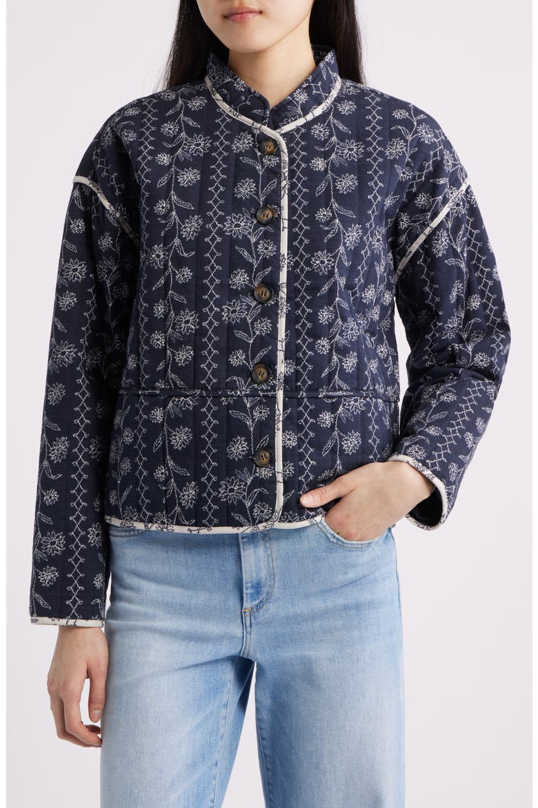 Ottomaquilt Floral Embroidered Jacket, Main, color, DARK WILDFLOWER