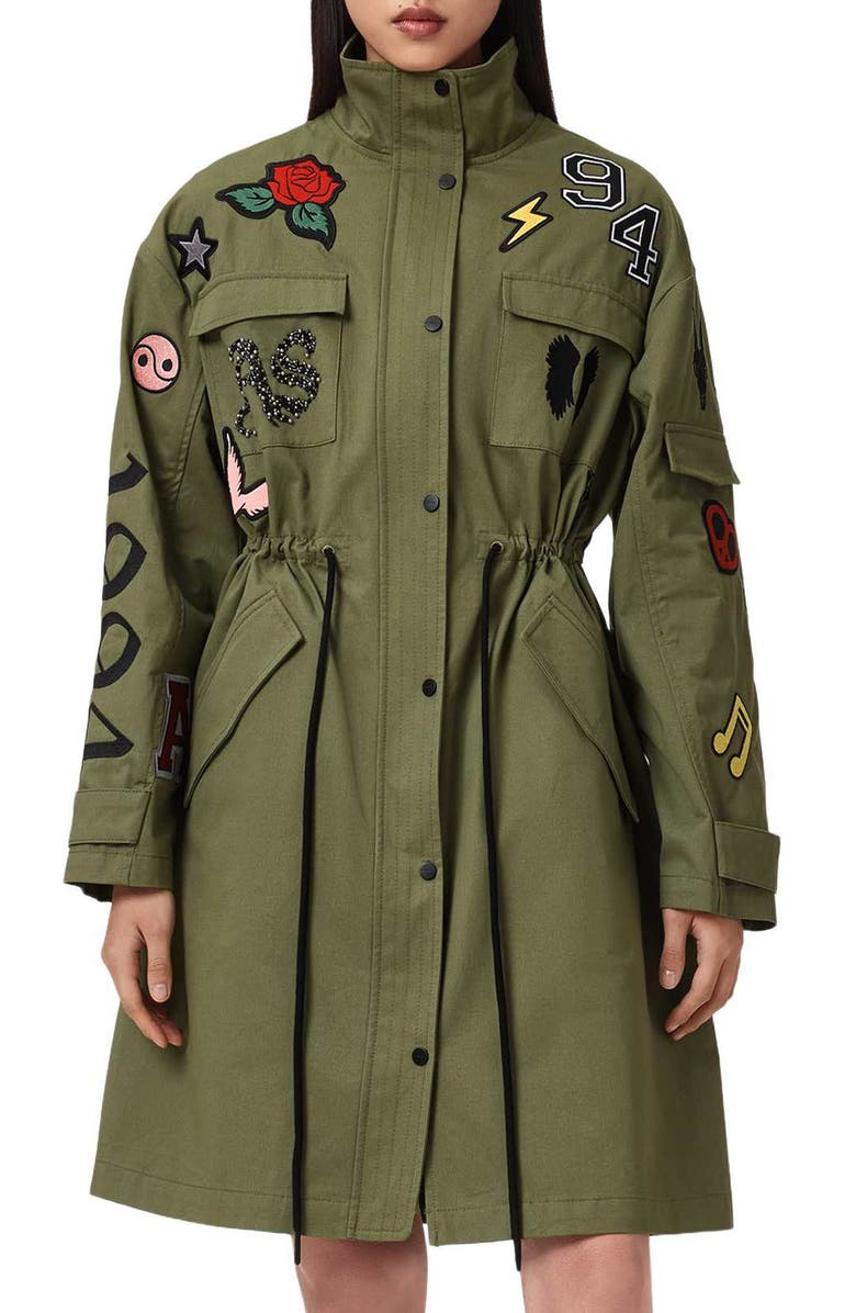 AllSaints Aria Patch Parka, Alternate, color, 