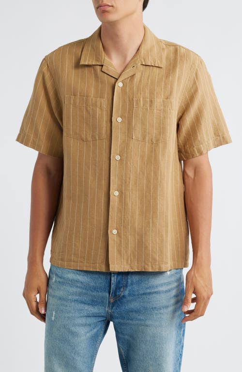 Corridor Boulder Stripe Linen & Cotton Camp Shirt in Khaki  product