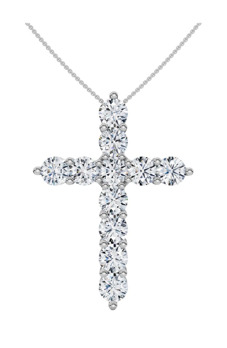 Bliss Diamond 2Ct TW Diamond Cross Women's Necklace 14k Gold Lab Grown 1" Tall, Main, color, White Gold