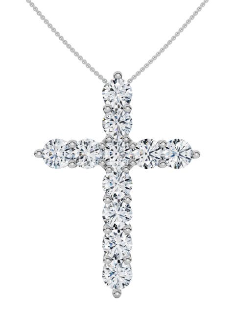 2Ct TW Diamond Cross Women's Necklace 14k Gold Lab Grown 1" Tall