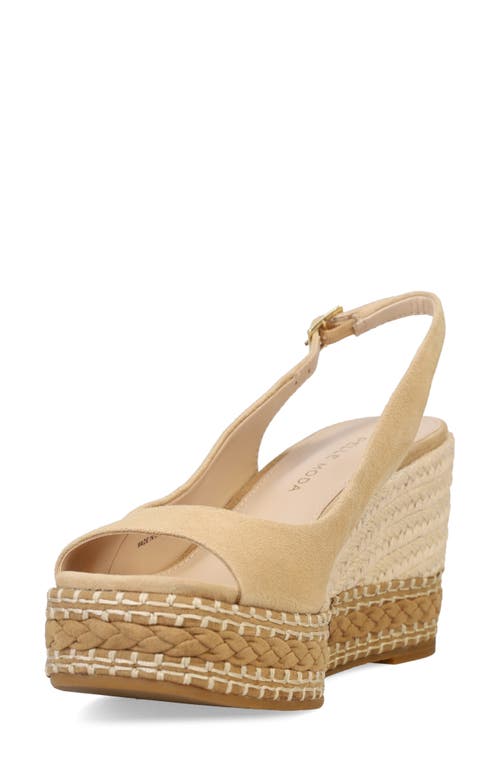 Pelle Moda Eleny Slingback Espadrille Platform Wedge Peep Toe Sandal In Latte