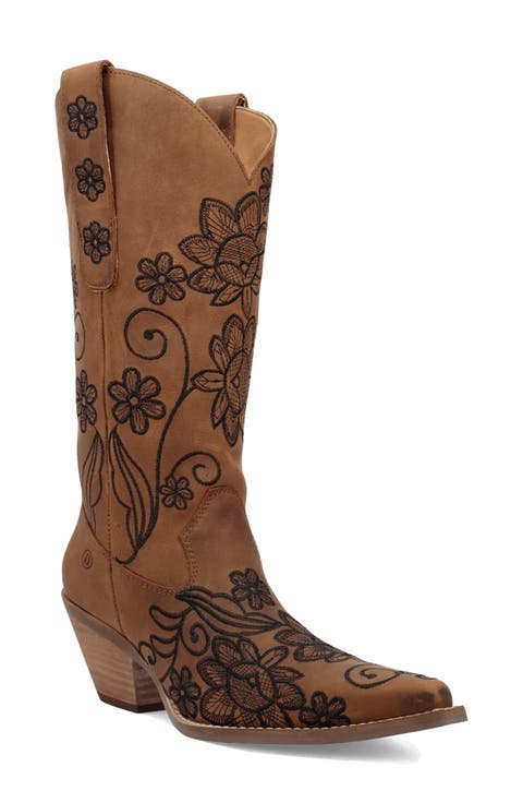 Swing Floral Embroidery Western Boot (Women) (Narrow Calf)