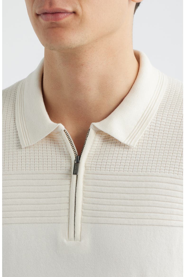 Quarter Zip Cotton Blend Polo Sweater, Alternate, color, IVORY