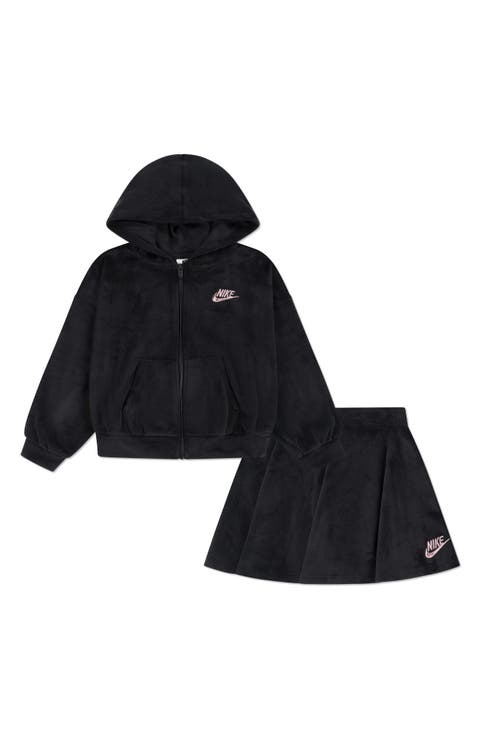 Kids' Velour Scooter Hoodie & Skirt with Shorts Set (Little Kid)