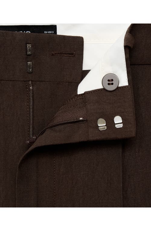 Mango Pleated Straight Leg Lyocell Blend Suit Pants In Brown