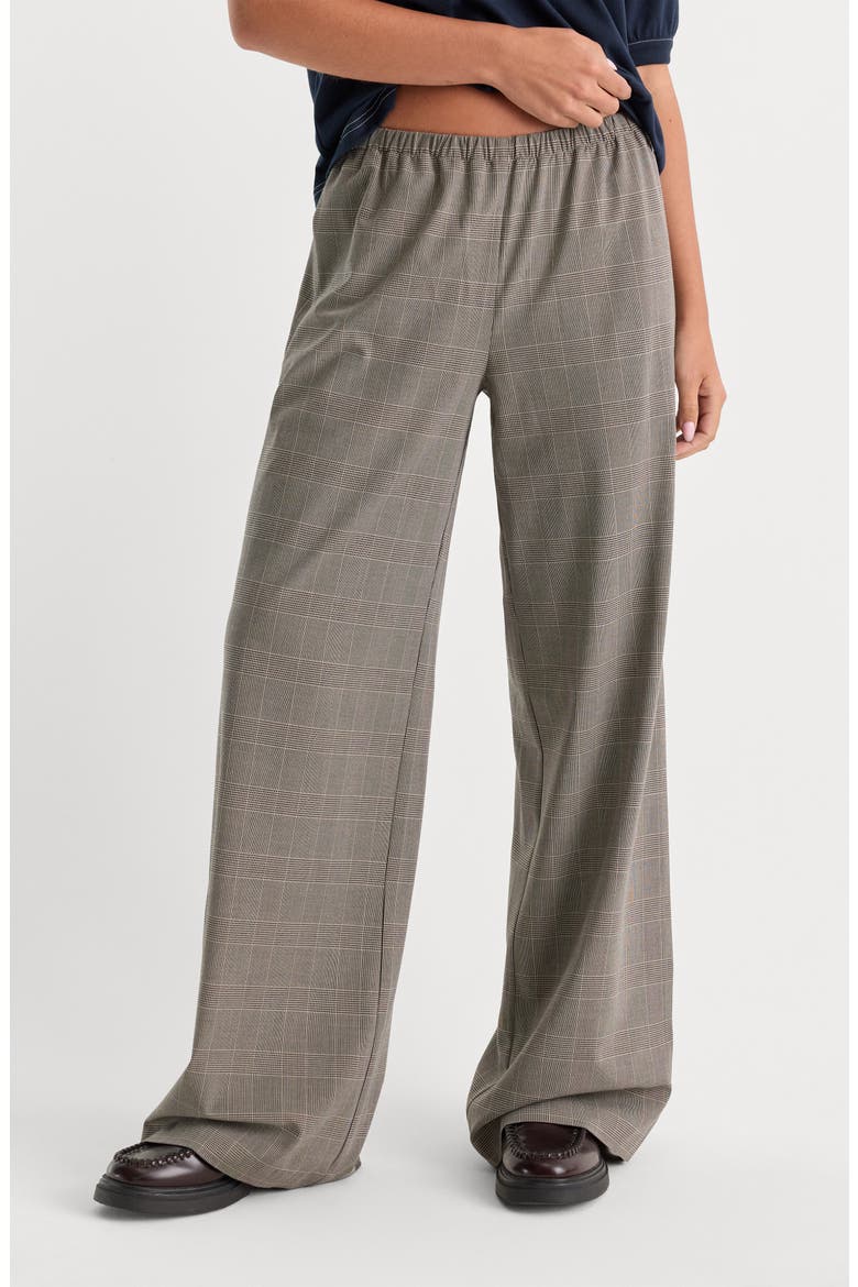 The Pull On Plaid Wide Leg Trousers, Main, color, MINI PLAID