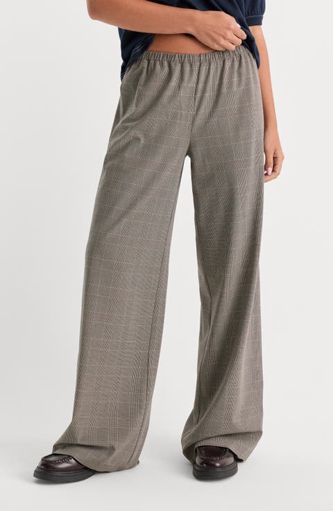 The Pull On Plaid Wide Leg Trousers