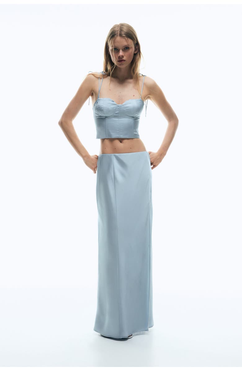 H&M Satin Maxi Skirt, Alternate, color, Light Blue