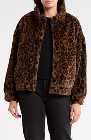 Sanctuary Funnel Neck Faux Fur Bomber Jacket