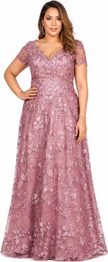 LARA New York Beaded Faux-Wrap V-Neck Bridal Gown
