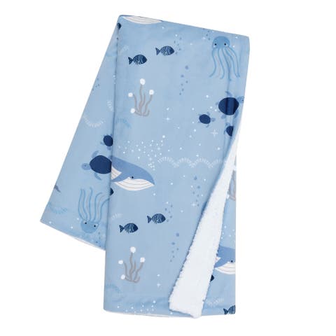 Bubbles & Squirt Ocean/Aquatic Whale Soft Fleece Baby Blanket