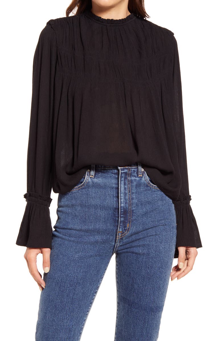 Free People Kelsey Flare Sleeve Blouse, Main, color, 