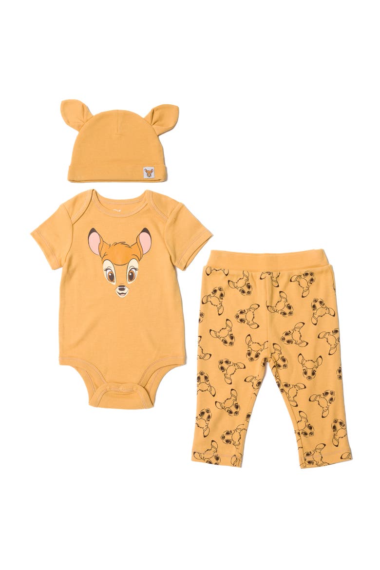 Bambi Cosplay 3-Piece Bodysuit Pants and Hat Set, Main, color, Bambi Golden Yellow