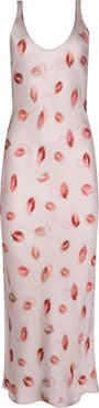 L'AGENCE Akiya Kiss Print Satin Maxi Slipdress