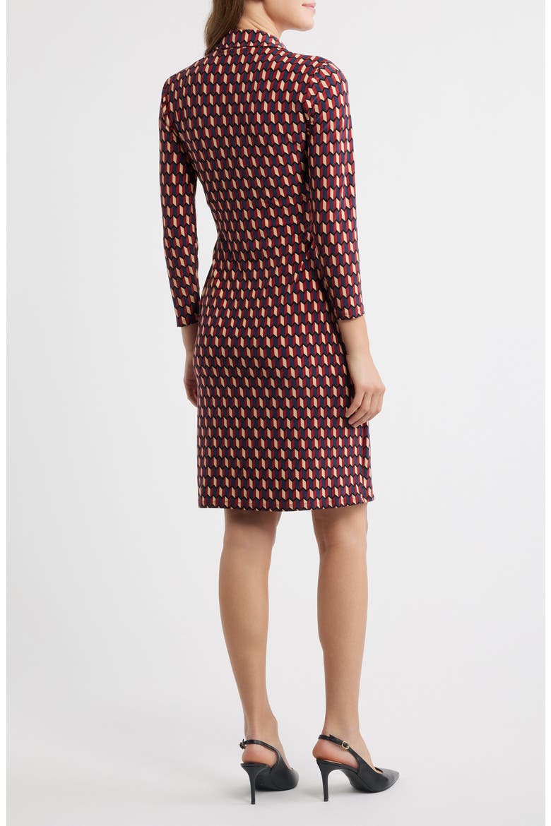Geo Print Knit Wrap Dress, Alternate, color, RUST MULTI