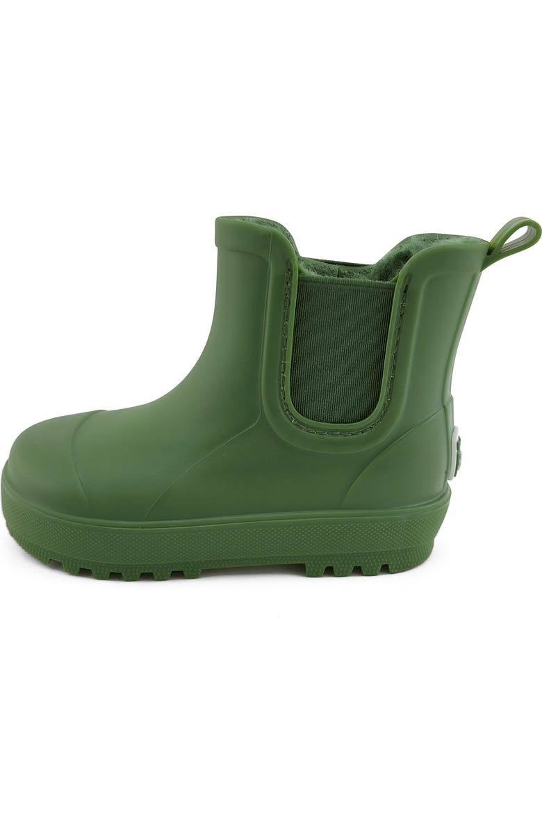 BEARPAW Kids' Shortie Rain Boot with Faux Fur Lining, Alternate, color, Hunter Green W/ Faux Fur