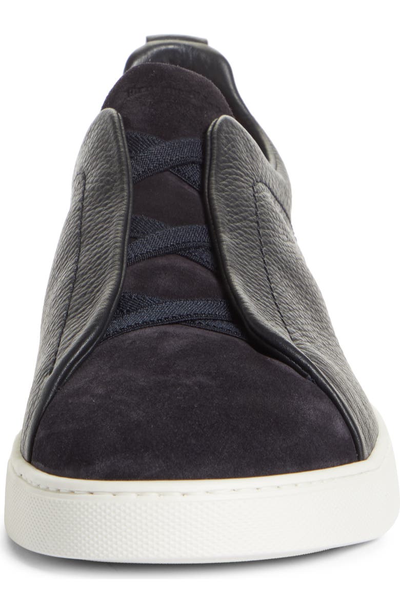 ZEGNA Triple Stitch Grained Leather
Suede Slip-On Sneaker, Alternate, color,