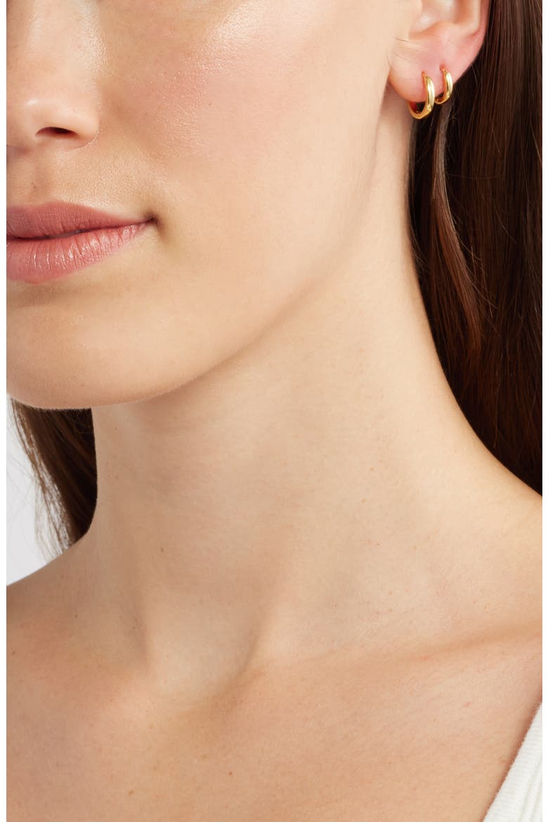 Skinny Huggie Hoop Earrings, Alternate, color, 14K GOLD PLATED