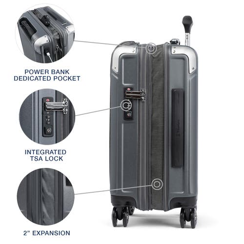 Travelpro Platinum Elite Hardside Expandable Compact Carry-on With Laptop Pocket 20-inch Spinner In Vintage Grey