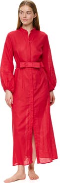 Gottex Modern Muse Belted Button Up Linen Dress Cover-Up