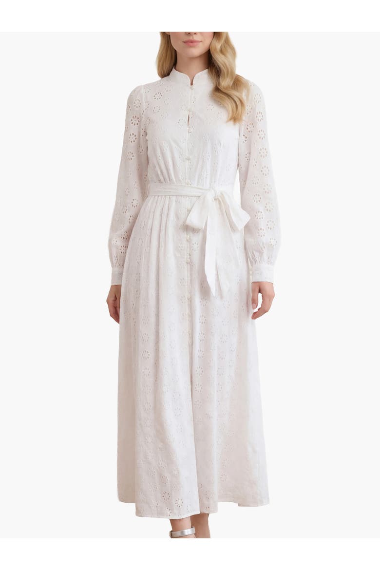 Romilly Cotton Long Sleeve Shirt Dress, Main, color, Optic White