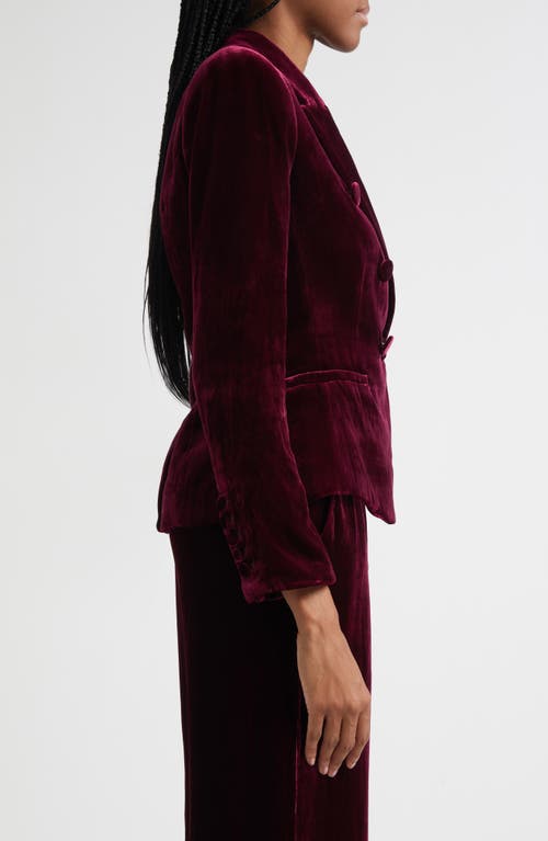 L'agence Marie Double Breasted Velvet Blazer In Burgundy