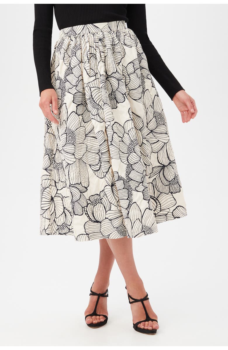 Trina Turk Aurelia A-Line Midi Skirt, Alternate, color, Savanna Sand/Black