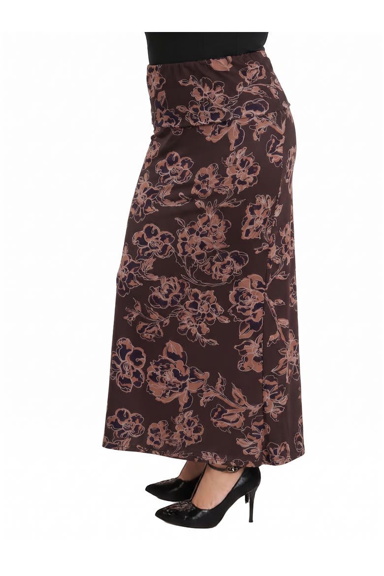 Essential Curvy Elastic Waistband Maxi Skirt, Alternate, color, Brown Multi