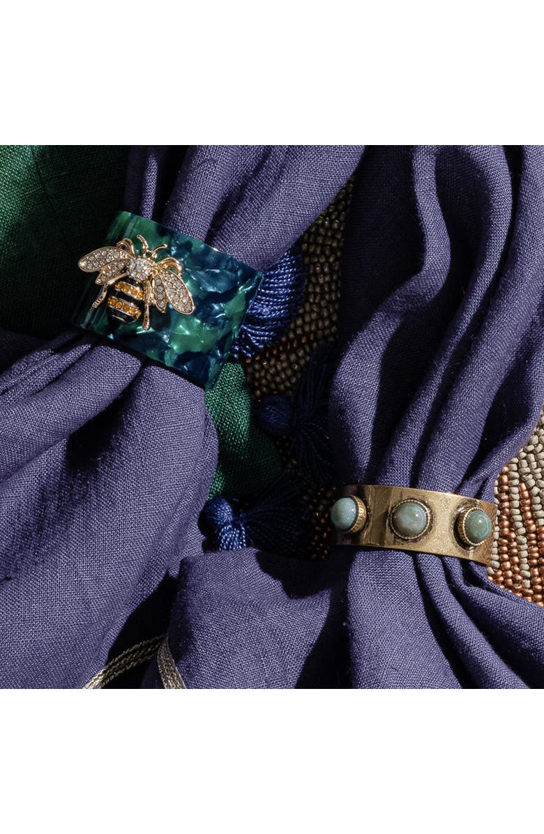 Joanna Buchanan Stripey bee resin napkin rings, set of four, Alternate, color, Green