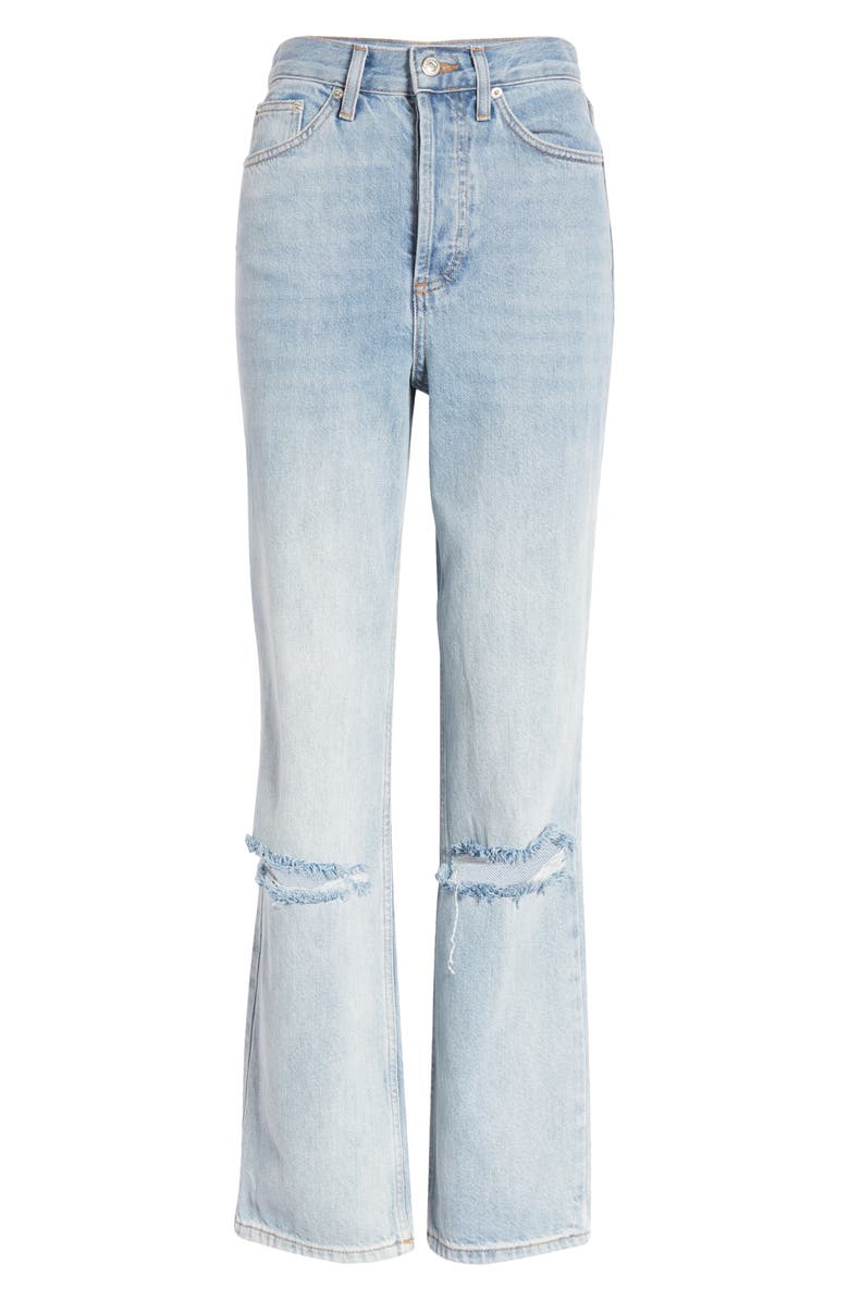 Topshop Bleach Rip Straight Leg Jeans, Alternate, color, 