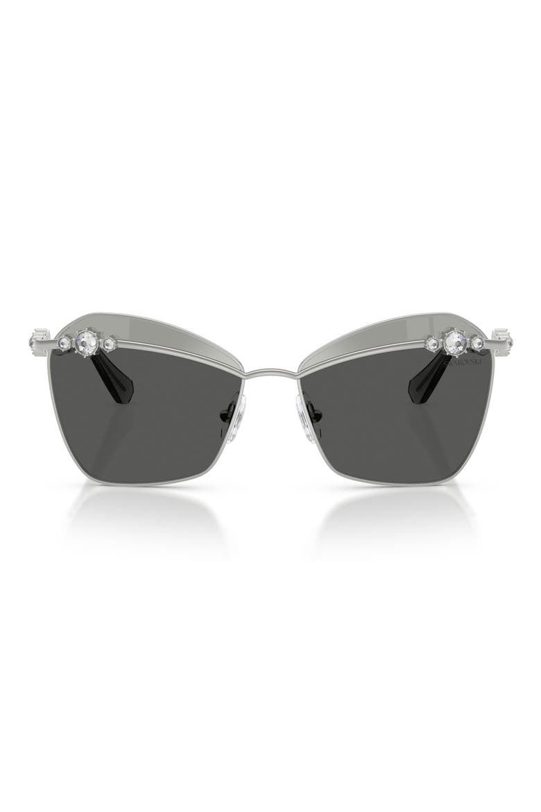 57mm Butterfly Sunglasses, Main, color, SILVER / GREY TAMPO SILVER