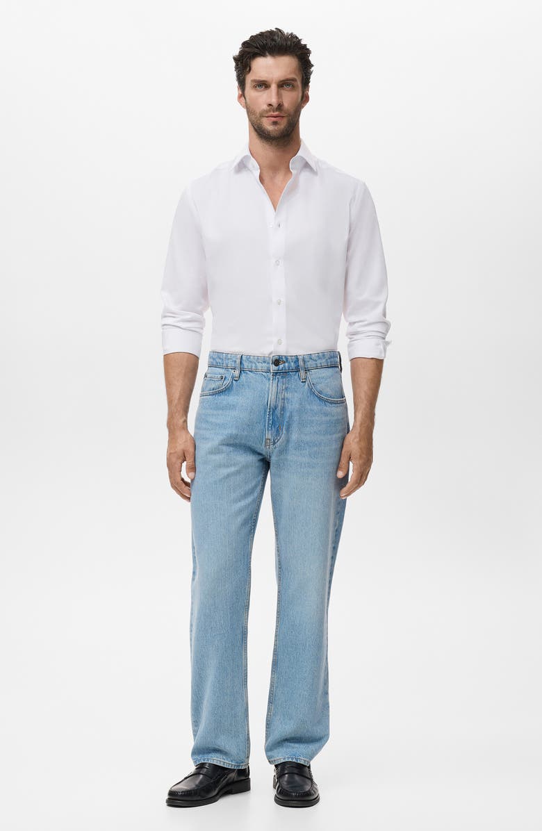 MANGO Slim Fit Cotton Blend Button-Up Shirt, Alternate, color, White