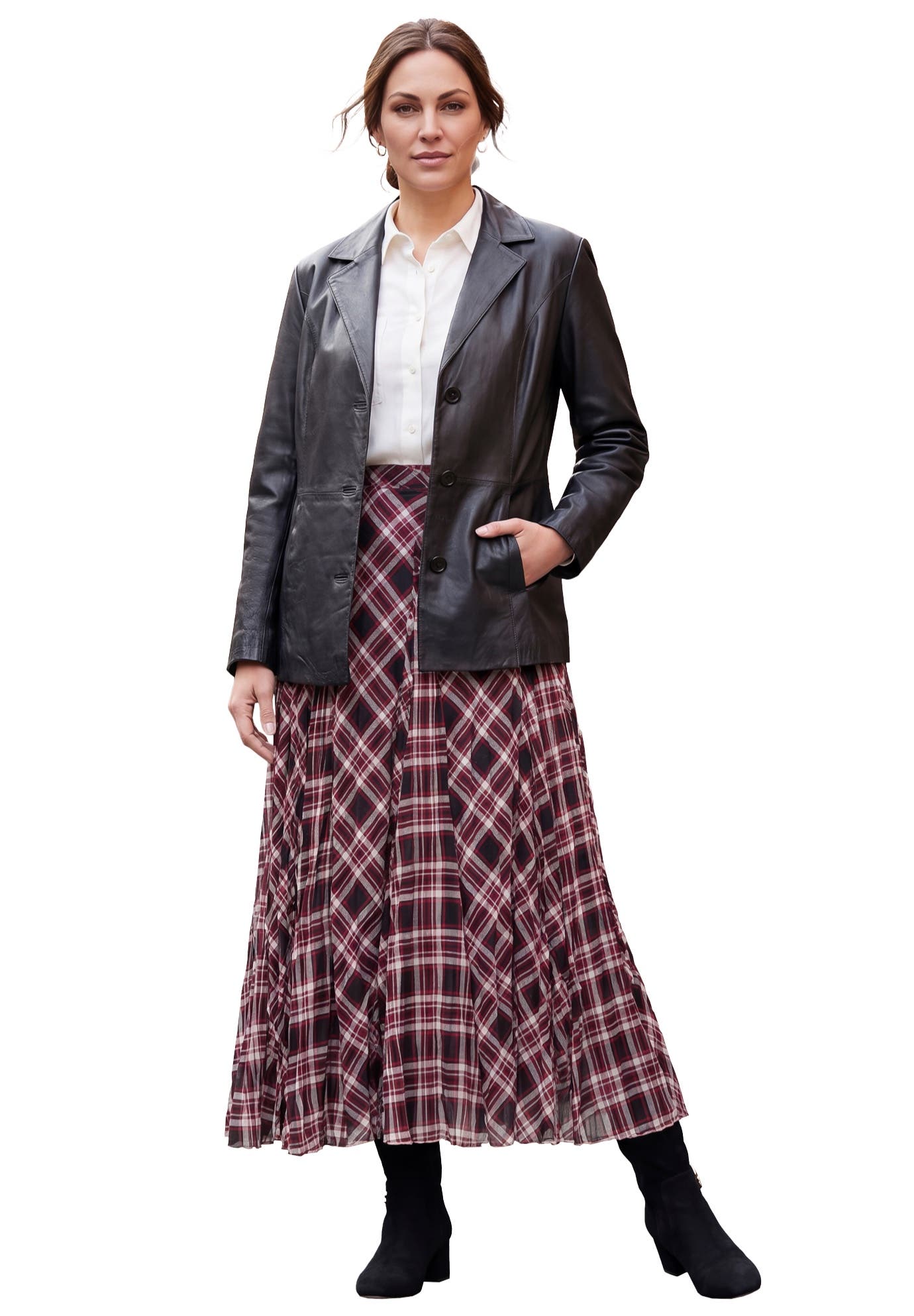 BLACK RED BIAS PLAID