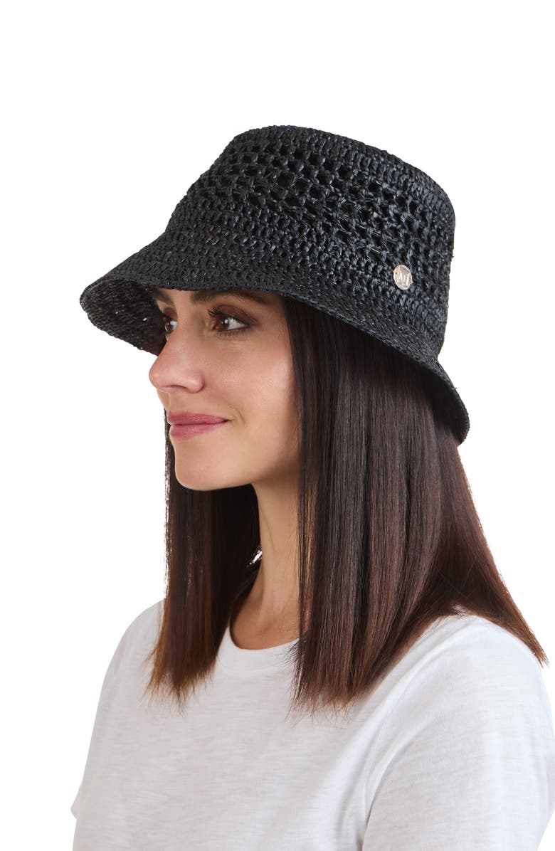 Bruno Magli Straw Crochet Bucket Hat, Alternate, color, 