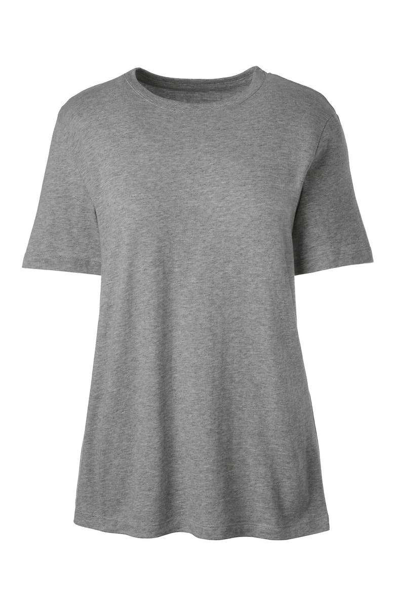 Lands' End School Uniform Short Sleeve Feminine Fit Essential T-shirt, Alternate, color, Gray Heather