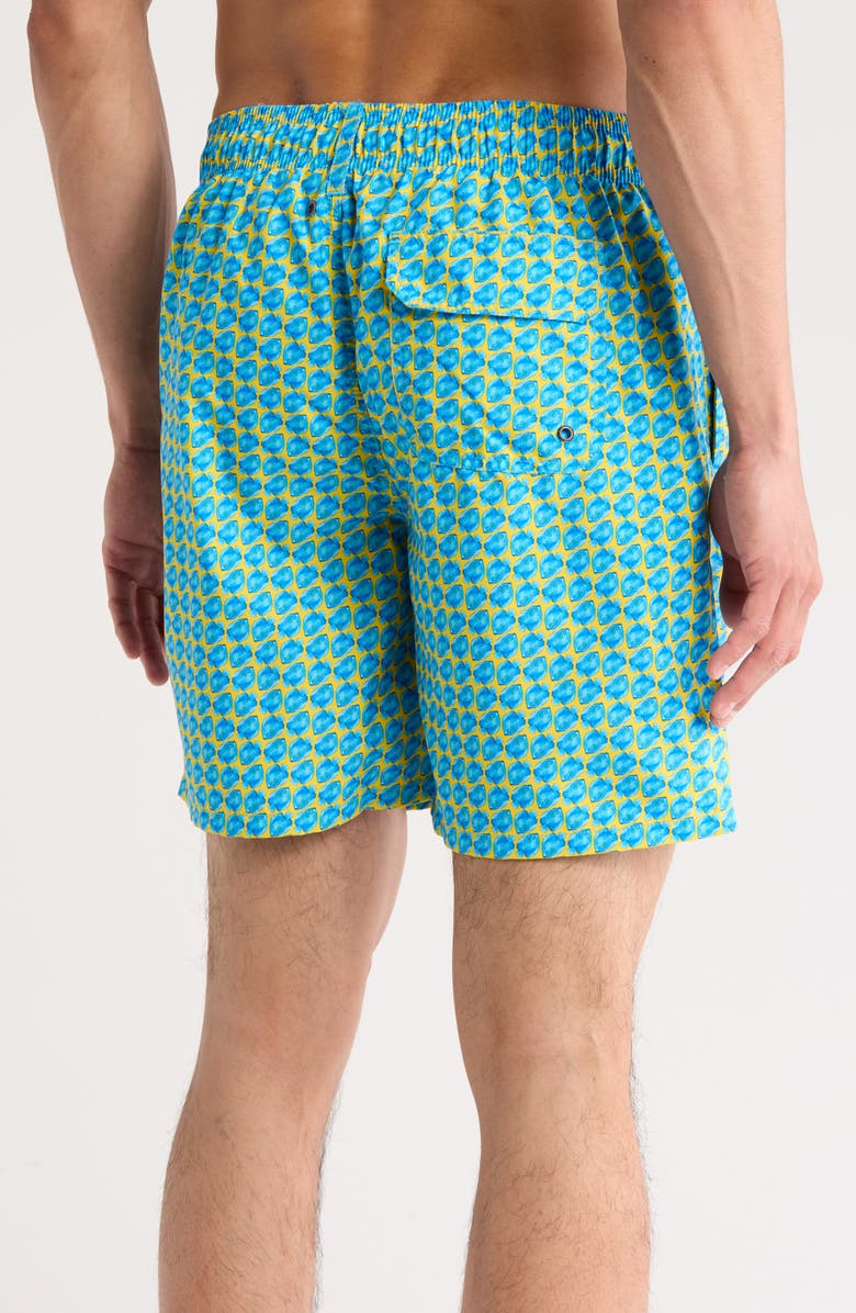 Bugatchi Fish Print Swim Trunks, Alternate, color,