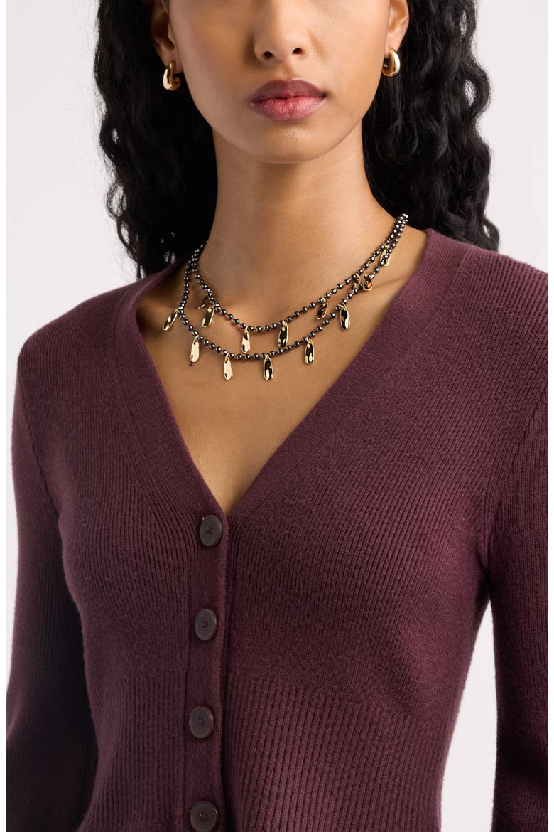 Layered Drops Ball Chain Necklace, Alternate, color, SILVER- GOLD