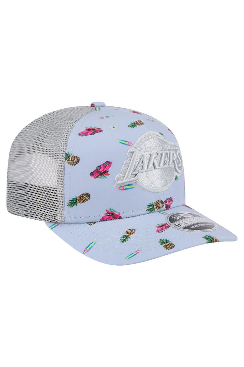 Men's New Era Light Blue/Gray Los Angeles Lakers Adventure Aloha Pattern 9SEVENTY Stretch-Snap Hat, Alternate, color, Light Blue