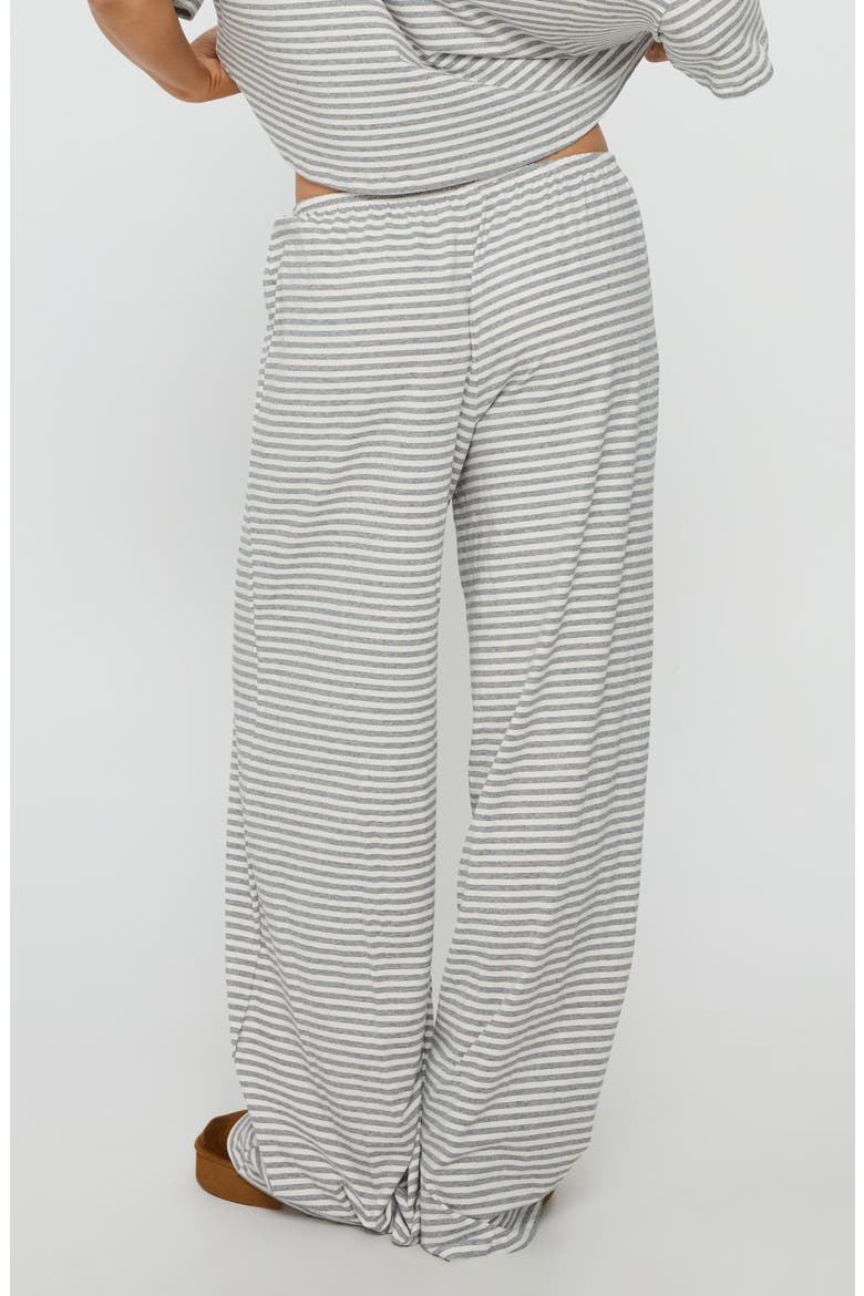 Tobie One-Shoulder Top & Pants Sleep Set, Alternate, color, GREY STRIPE