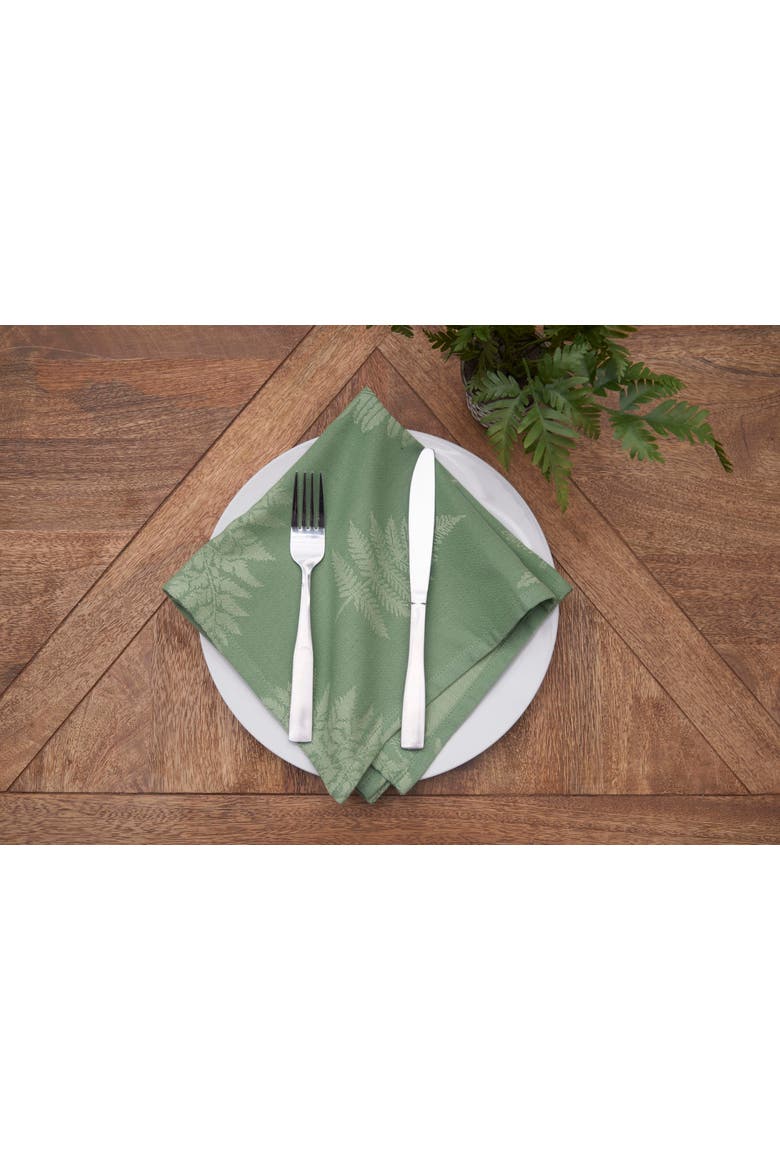 Green Botanical Jacquard 100% Cotton Handwoven Set of 6 Cloth Napkins, Alternate, color, Green