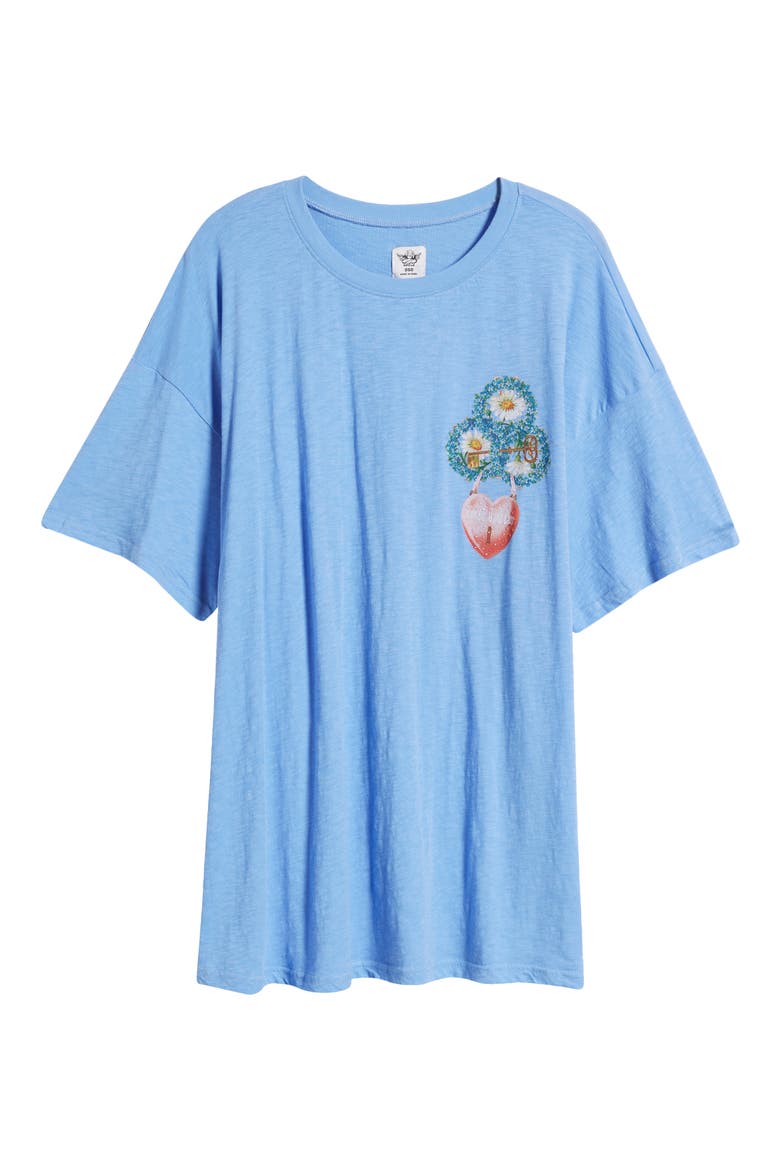 Locked In Rhinestone Oversize Cotton Slub Jersey Graphic T-Shirt, Alternate, color, BLUE