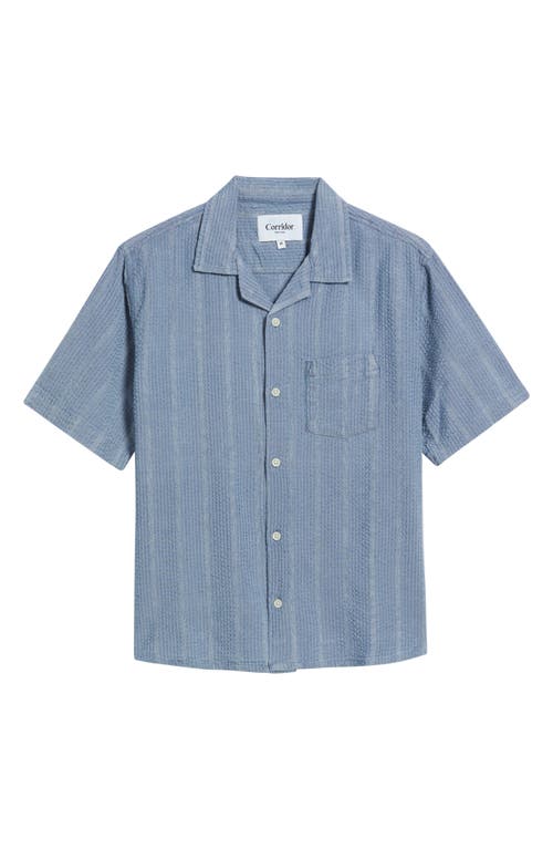 Corridor Convertible-collar Striped Cotton-seersucker Shirt In Indigo