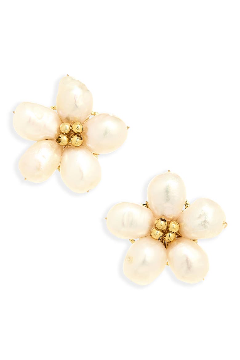 Butterfly Cluster Stud Earrings, Main, color, GOLD/ WHITE